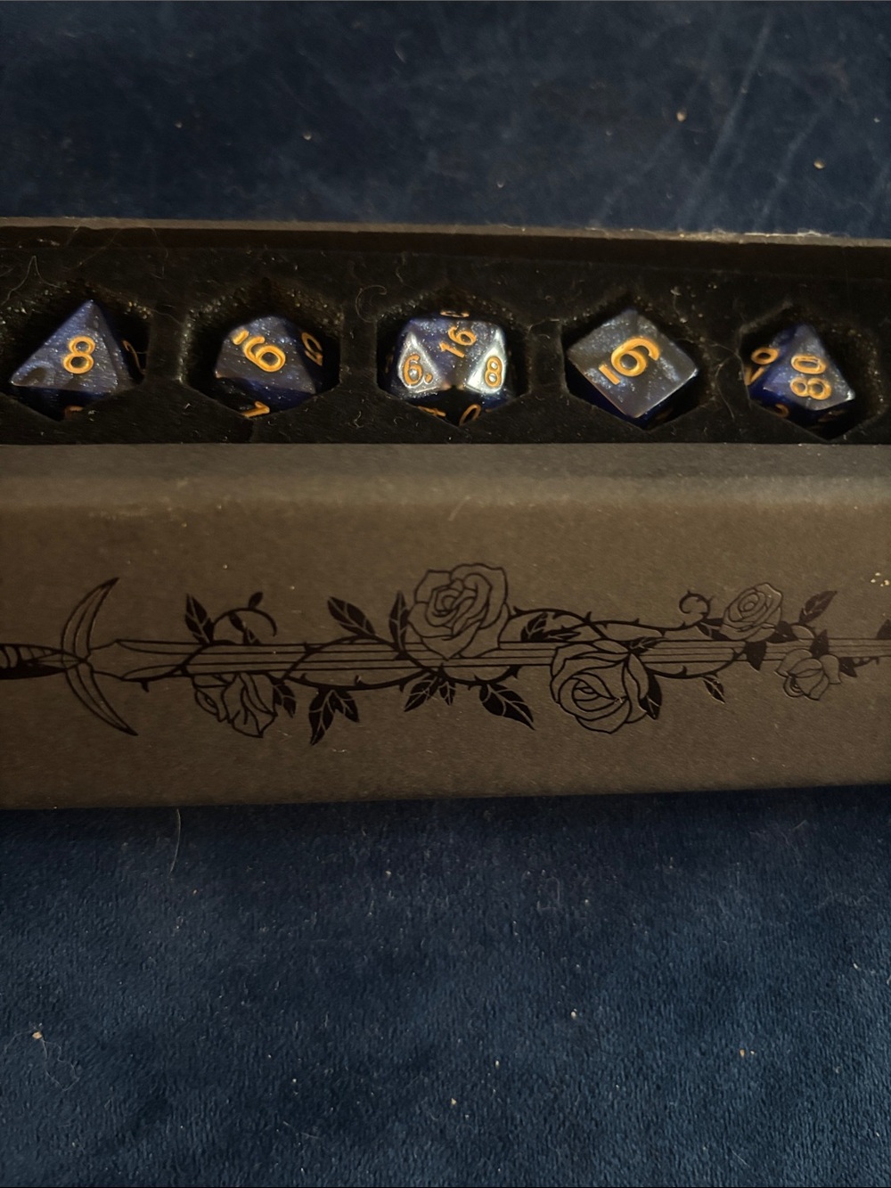 Blue Polyhedral Dice Set with Gold Numbers -dungeons and dragons dice